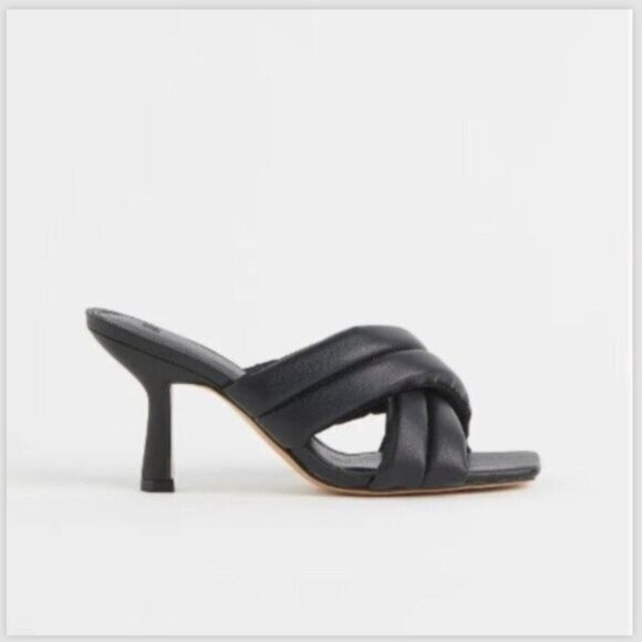 H&M Mules Heels Sandals Quilt Black Sz.39/ US8 - Picture 4 of 16